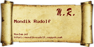 Mondik Rudolf névjegykártya